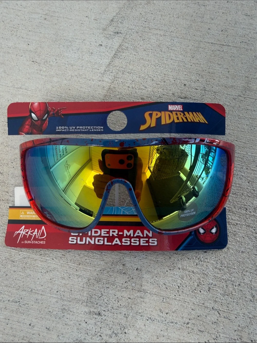 Marvel Spider-Man Kids Mirrored Shield Sunglasses - Red Frame